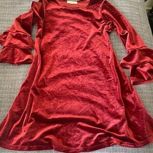 Copper Key Red Velvet Formal Kids Dress